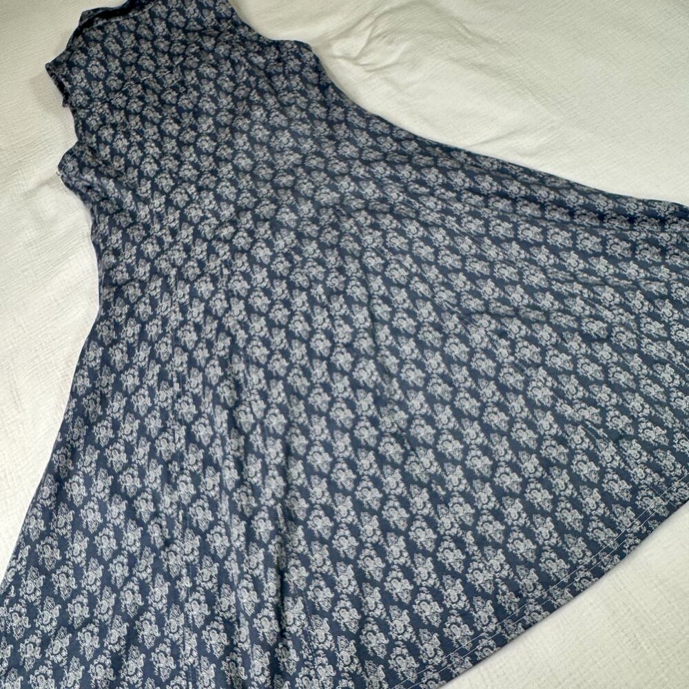 VTG Paisley Farmhouse Dress Blue White Women's 8 Prairie Cottagecore Country 90s - Picture 3 of 16